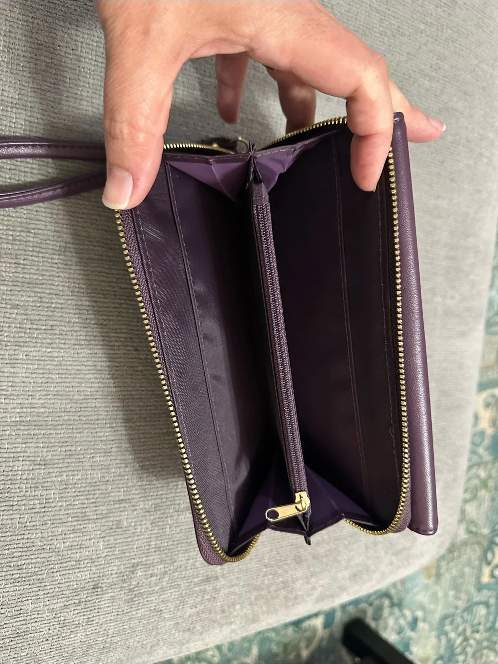 Plum  Wristlet Clutch with Gold Accent